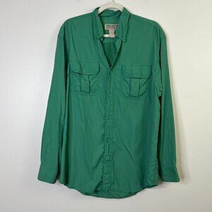 Duluth Mesh Vented Button Front Long Sleeve Green Nylon Outdoor Fishing Shirt